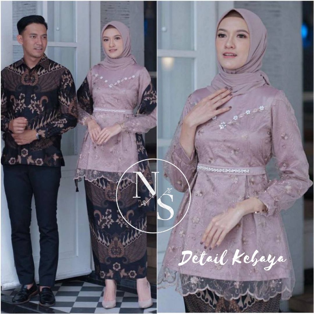Batik Couple Kebaya Modern Kebaya Tunangan Lamaran Baju Wisuda Batik Brukat Terbaru - Arunika Series