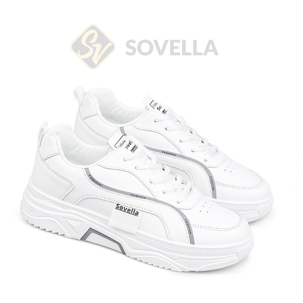 SOVELLA Laura Sepatu Sneakers Olahraga Simple Putih Polos Wanita Import-