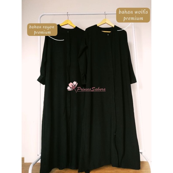 Gamis set katun rayon + french khimar HITAM