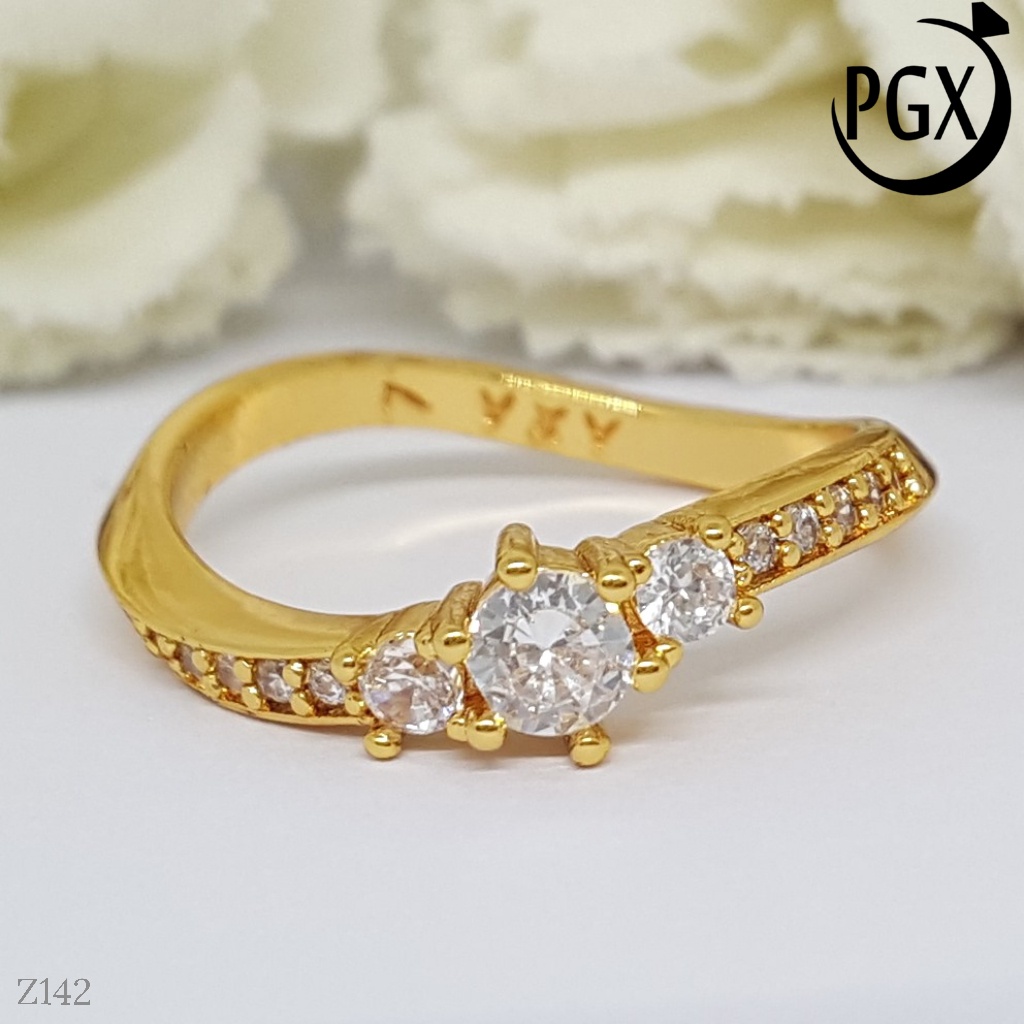 PGX Cincin Xuping Wanita Lapis Emas Aksesoris Perhiasan Fashion Premium - Z142