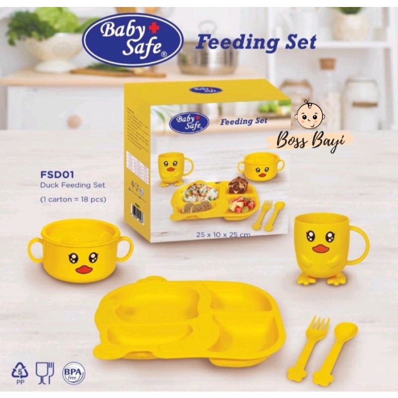 BABY SAFE - Feeding Set Duck / Peralatan Makan Bayi FSD01/FSD02/FSD03/FSD04