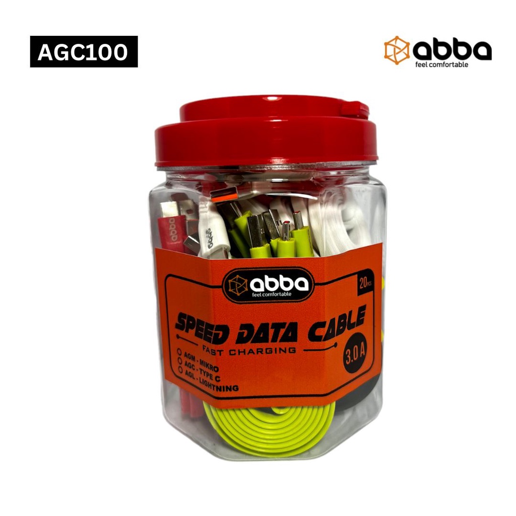 ABBA AGC100-KABEL DATA ABBA AGC100 TYPE-C 3.0 AMPERE 100CM FAST CHARGING DATA CABLE COLORFUL