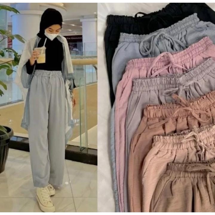 CELANA KULOT CRINKLE AIRFLOW HIGHWAIST PREMIUM KULOT POLOS/ CELANA PREMIUM TALI CELANA KULOT DOTY POLOS / CELANA KULOT TALI PITA DEPAN / CELANA KULOT JUMBO ( HARGA PROMO )