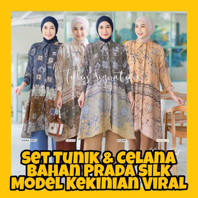 BAJU SETELAN SET TUNIK DAN KULOT WANITA MUSLIM BUSUI KEKINIAN KOREAN STYLE LENGAN PANJANG TERBARU BA