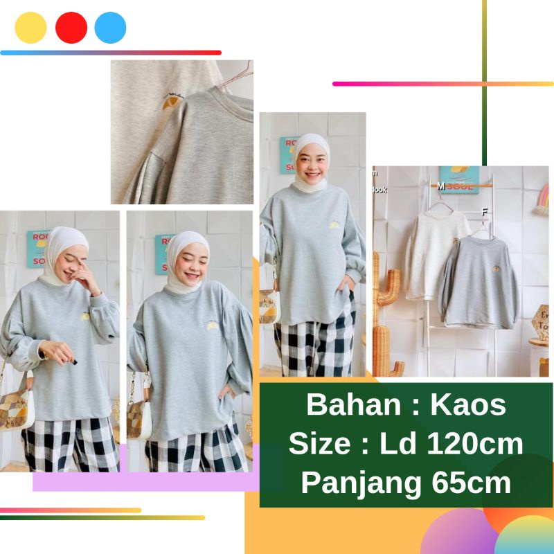 BJ Atasan Blouse Kaos Interlok Wanita Jumbo Lengan Panjang Ld 120 Top Bella Blus