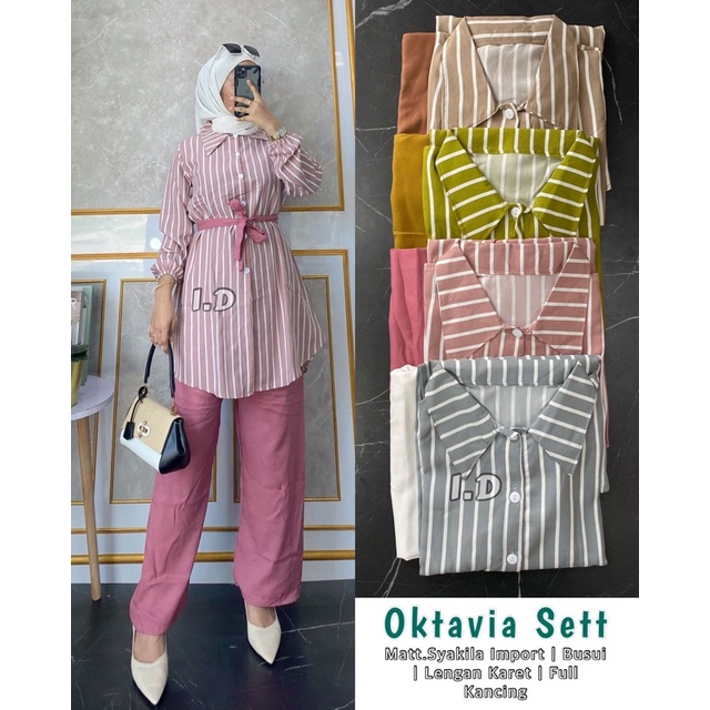 Long Set Syakila salur free belt Oktavia dan Dina Set