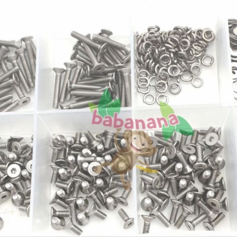 600pcs M2 flat head countersunk baut hex screw mur washer nut