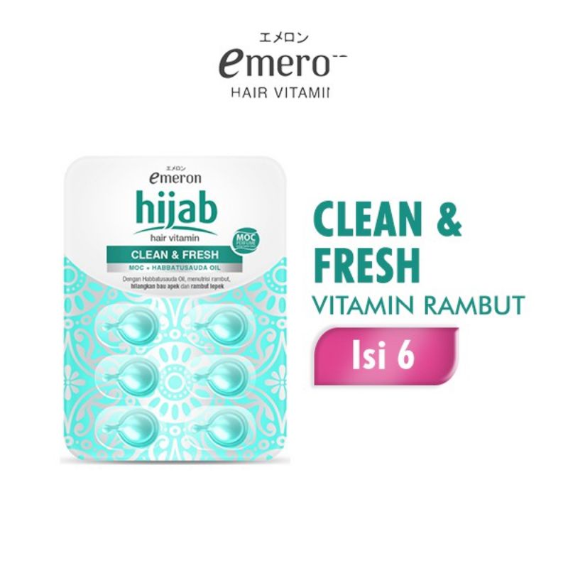 Emeron Hijab Hair Vitamin Clean &amp; Fresh 6 Capsule/Vitamin Rambut