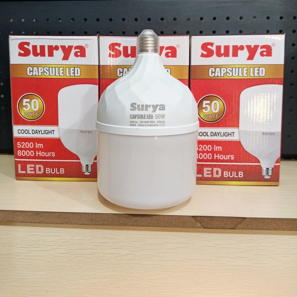 Surya Capsule Bohlam Lampu LED 6-9-14-18-28-36-42-50 Watt Cool White