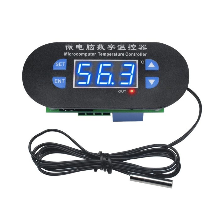 Termostat Digital W1308 12v Dengan Sensor Alarm Dan Probe Warna Biru