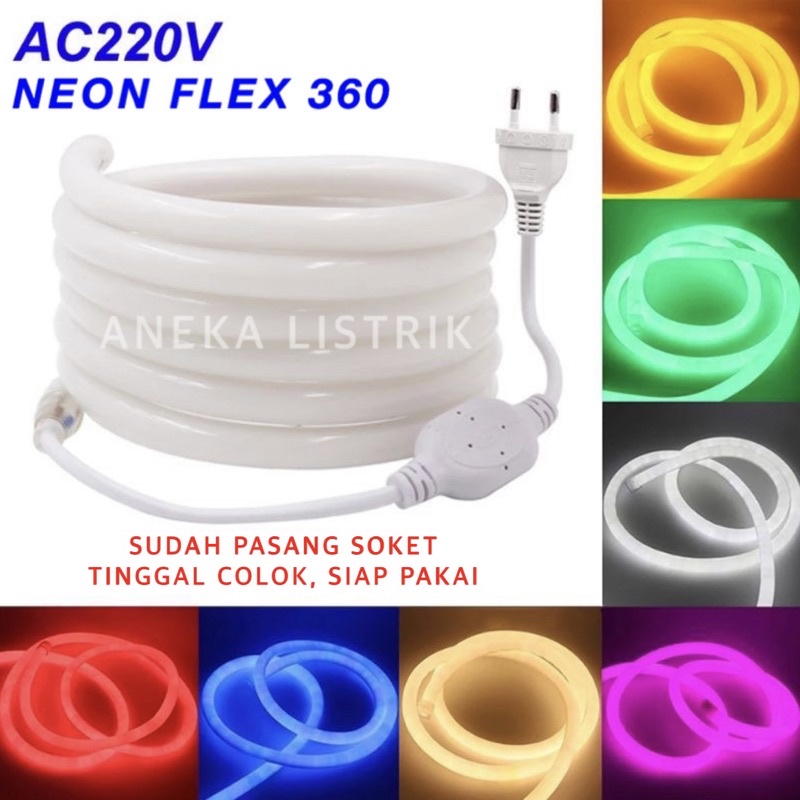 PAKET LAMPU STRIP LED NEON FLEX 360 BULAT WATERPROOF / NEON FLEX 360 DERAJAT OUTDOOR / LAMPU PLAFON 