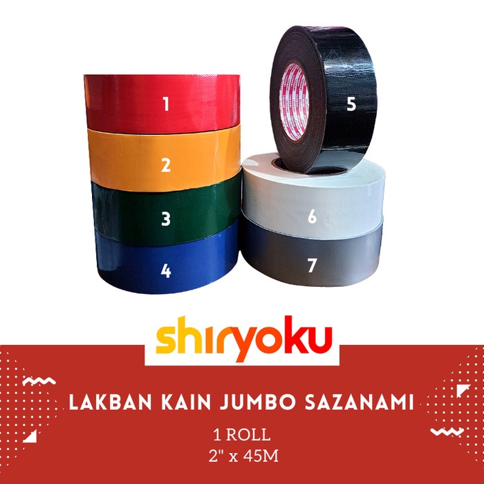 

Lakban Kain Hitam 2" Inch x 45m Sazanami Cloth Tape Warna 48mm Jumbo - Merah