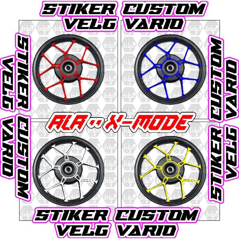 stiker velg vario 2020,ala x-MODE,stiker cutting x-MODE motor vario dll