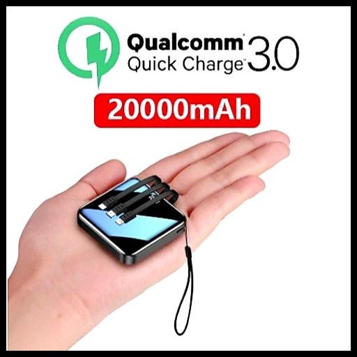 Powerbank Mini Lentiven 20000Mah Cable Built In Fast Charging