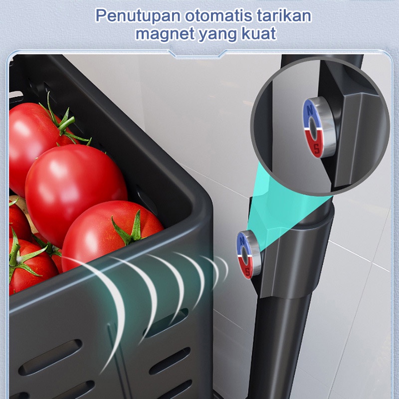 Rak Stainless Steel Dapur Dapur Berputar Rak Rak Bumbu Sayuran Rak Penyimpanan Organizer dengan Rak Kamar Mandi Roda