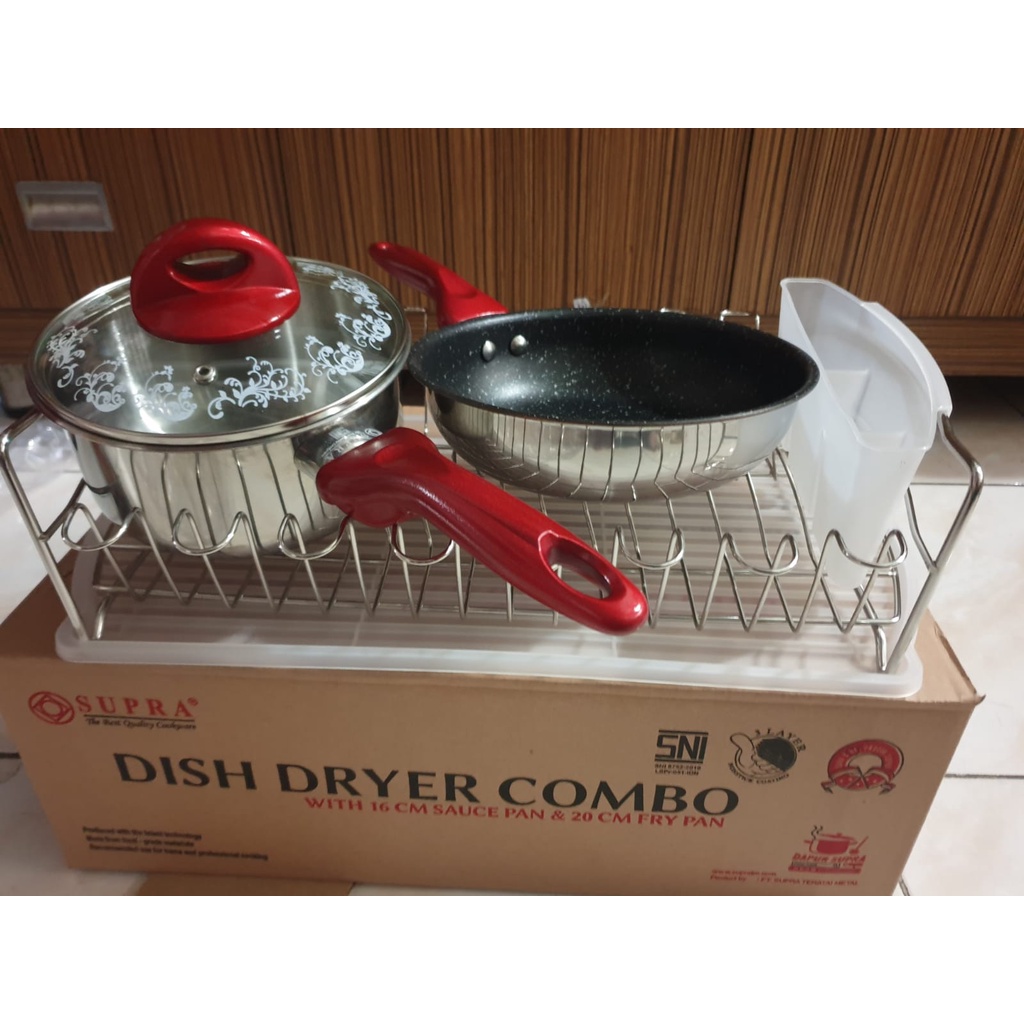 dish dryer combo panci set teflon tutup kaca supra rak piring