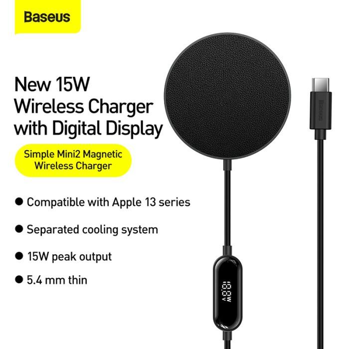 Baseus Magsafe Mini Magnetic Wireless Charger Display 15W Iphone 13