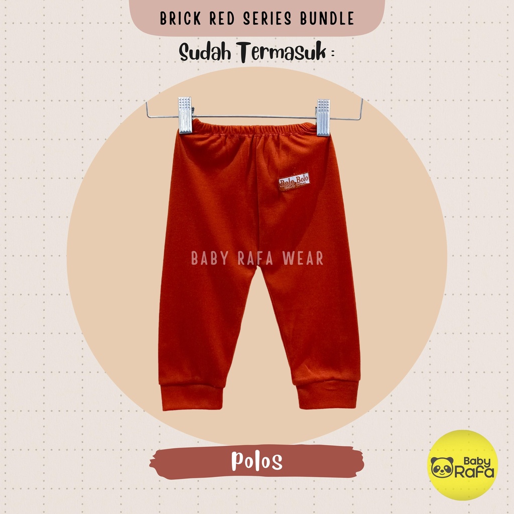 Serian Merah Bata - 3 pcs Celana Panjang Bayi Baru Lahir 0 - 3 Bulan Brick Red Series merk SNI Bolo - Bolo