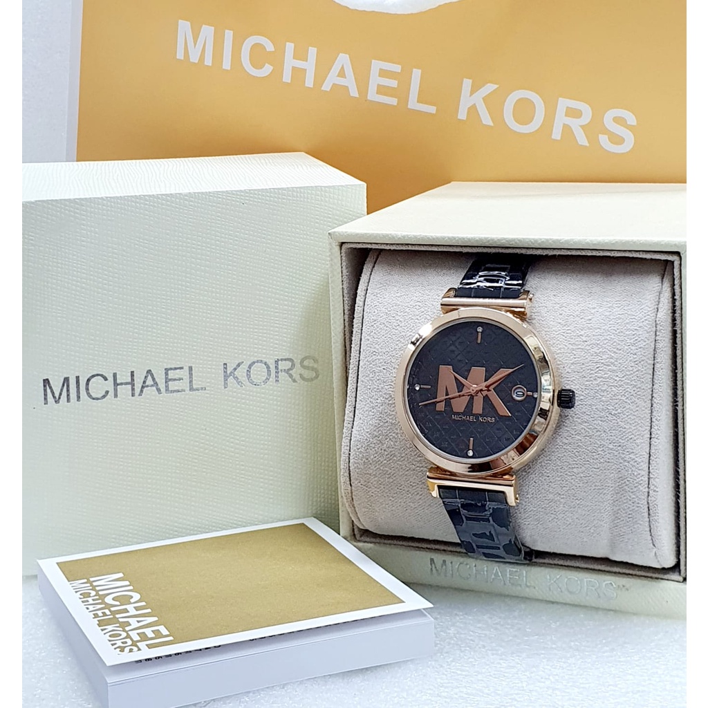 BEST SELLER JAM TANGAN WANITA MICHAEL KORS R130 TALI RANTAI TANGGAL AKTIF DM 3.7CM FREE BOX PAPERBAG &amp; BATERAI || JAM TANGAN FASHION WANITA JAM TANGAN CEWEK MURAH