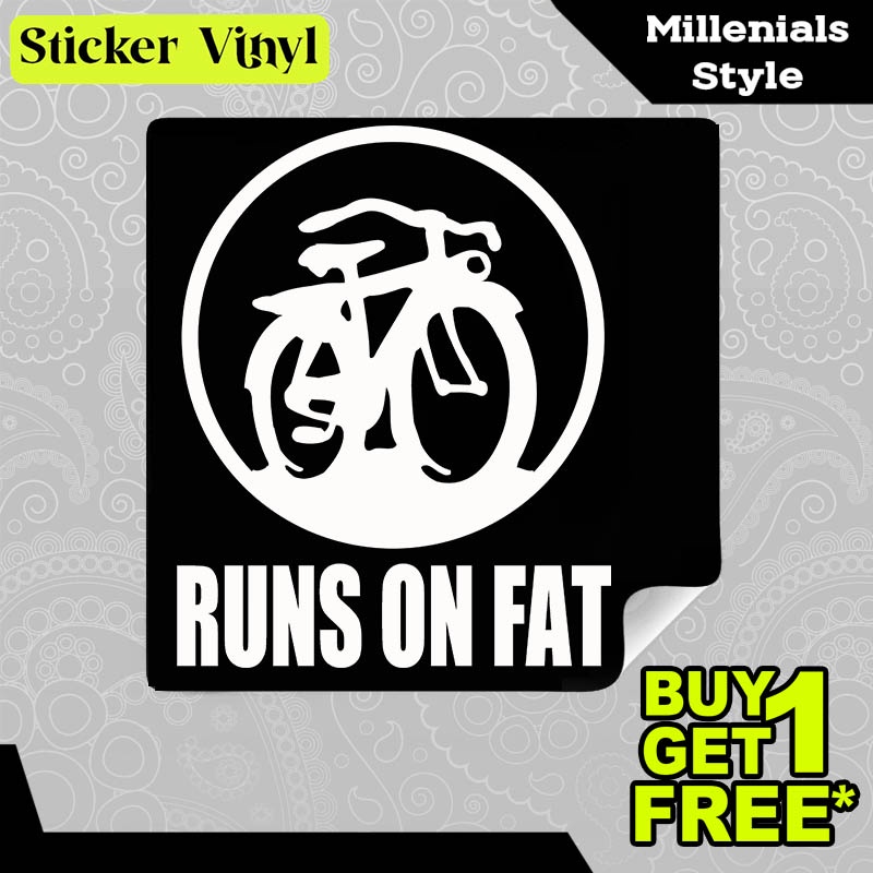 

Stiker Sticker Bike Or Bicycle Runs On Fat Gambar Unik Desain Keren dan Kekinian Aesthetic Bahan Vinyl Satuan Anti Air