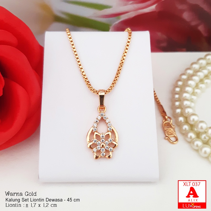 XLT 037 Kalung Itali Dengan Liontin Mata Sirkon Perhiasan Wanita Lapis Emas 18K Kalung Xuping Merk Yaxiya Luxx Xuping