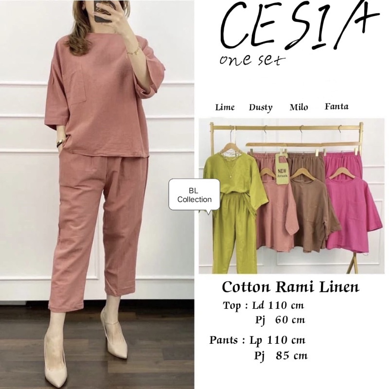 COZIE ONE set setelan wanita TERBARU , ( top + pants ) one set KATUN Linen premium   CESIA one set produk TERLAKU TERLARIS kekian  one set murah termurah