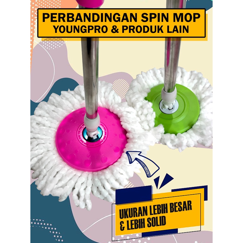 YP ALAT PEL LANTAI PRAKTIS MICROFIBER MOP Dry&amp;Wash 2 SEKAT BUCKET + kain pel SCM-01 /YMM-01 ALAT PEL LANTAI SPIN MOP STAINLESS STEEL ANTI KARAT /SAPU DAN PENGKI SET ALAT KEBERSIHAN PLASTIC BROOM WITH DUSTPAN YBS-01/ YMM-05 ALAT PEL ULTRA WIDE PANEL