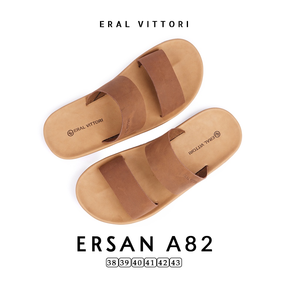 Eral Vittori - Ersan A82 Sandal Pria Kulit Harian Santai Tan