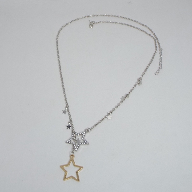 Kalung Multilayer Dengan Liontin Bintang Aksen Berlian Imitasi Untuk Wanita