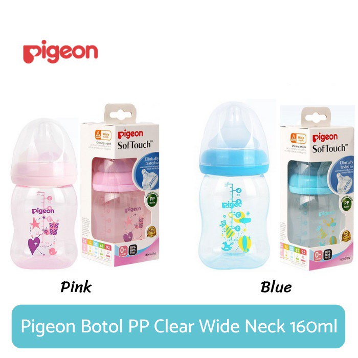 Pigeon 160ml Bottle Peristaltic Plus PP Clear Wide Neck - Botol Susu