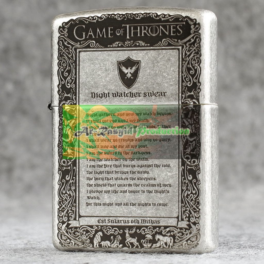 Korek Api Roda Minyak Zippo Silver Motif Game of Thrones 121FB