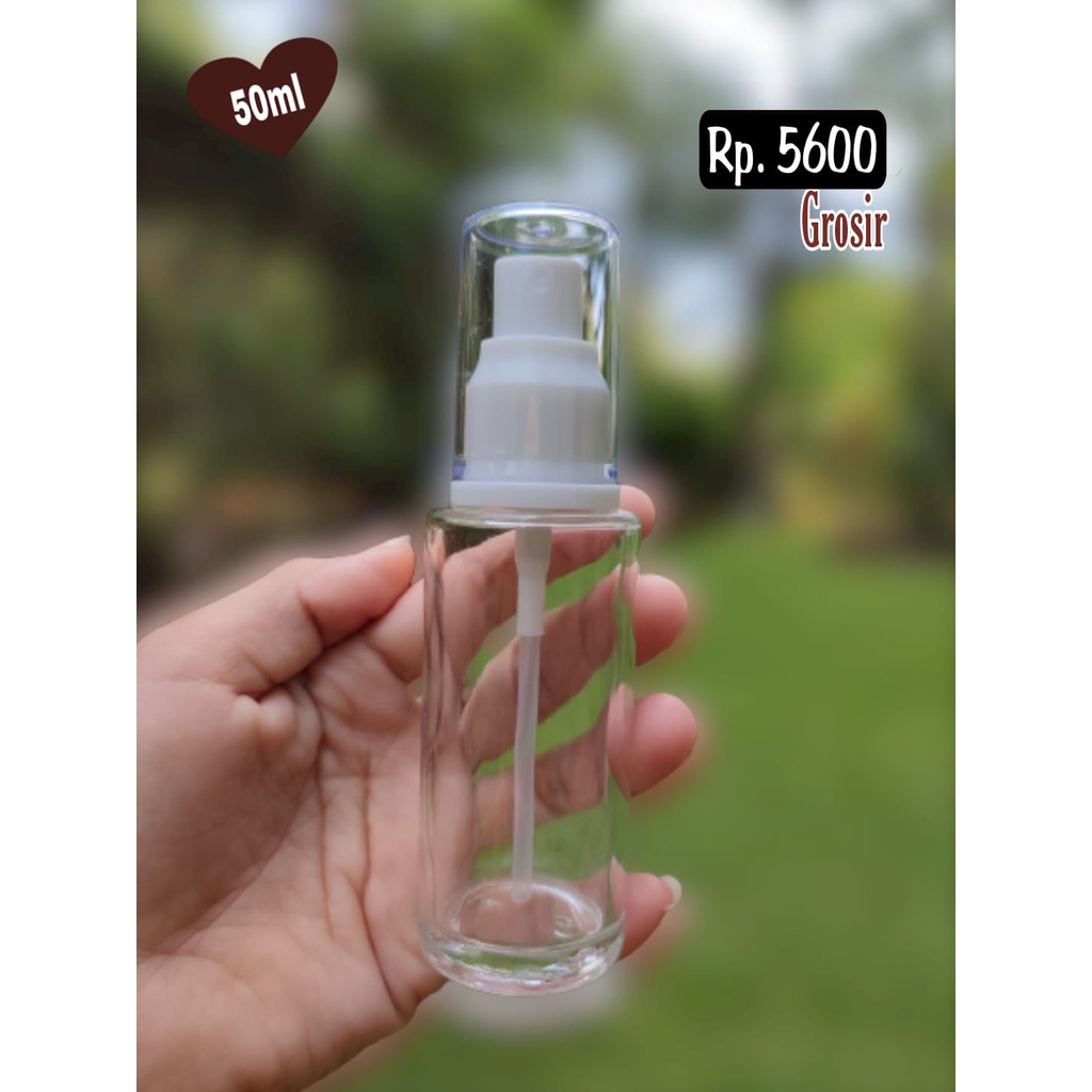 Botol Spray Kaca Bening 50ml Refill Botol Parfum Perfume Minyak Wangi Serum Hand Sanitizer Botol Kos