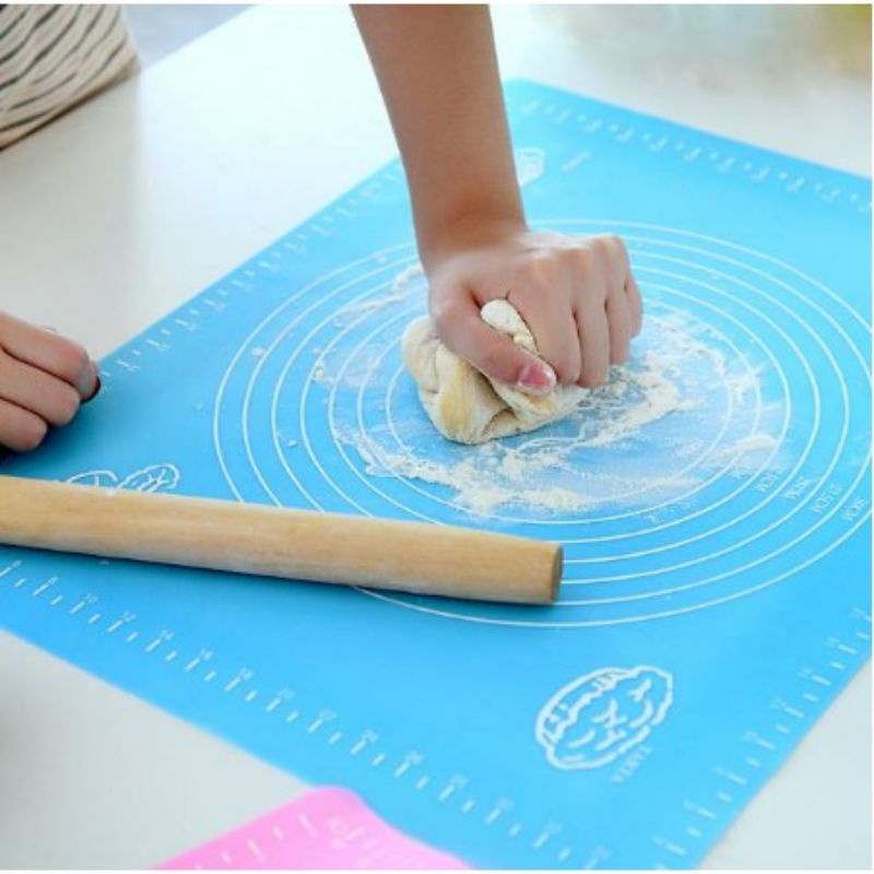 [BISA COD] Alas Adonan Kue Silikon 40x50Cm Anti Lengket Baking Mat Tatakan Giling Roti Donut