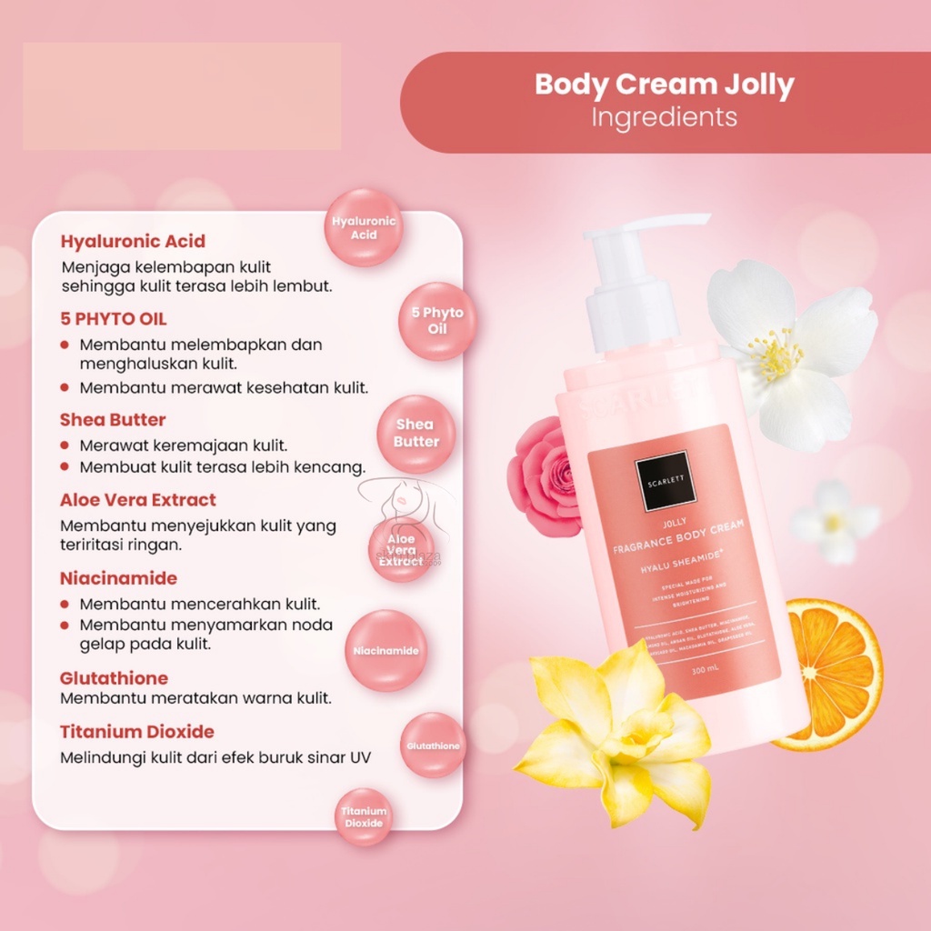 Scarlett Whitening Body Cream Happy Jolly Charming Loving 300ml