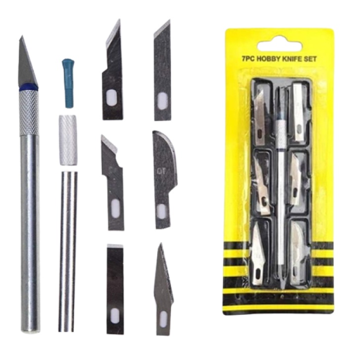 Pisau Ukir Service IC Precision 7 pcs Hobby Knife Set Refill Isi 6 Mata Pisau