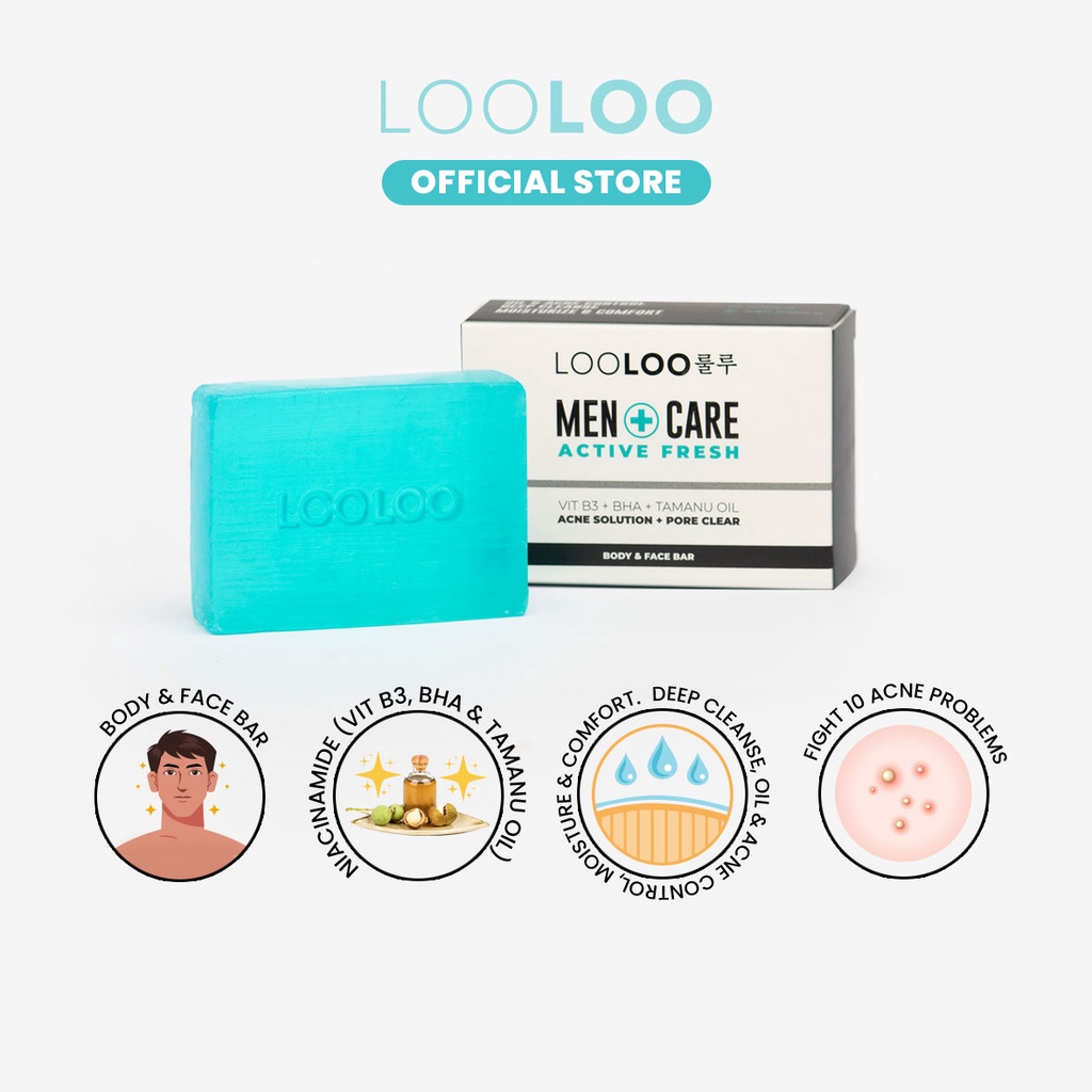 LooLoo Men Care [Body &amp; Face Bar) - Acne Solution &amp; Pore Clear