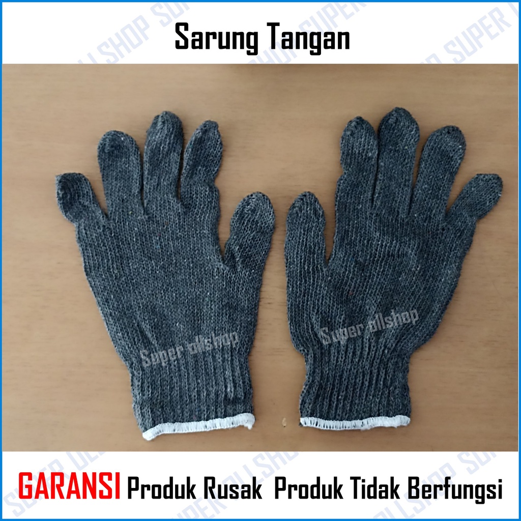 Sarung Tangan Safety / Sarung Tangan Kain Katun Abu Abu Benang Rajut Super