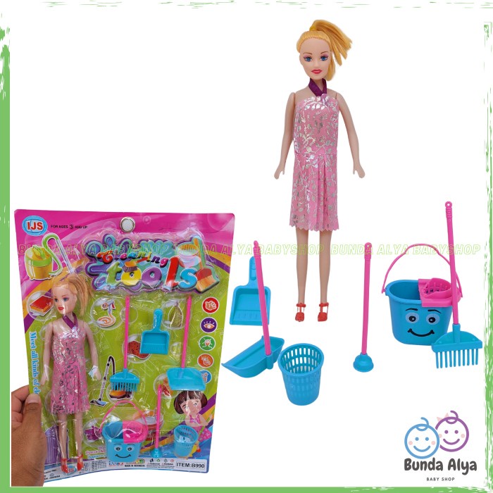 Mainan Anak Perempuan Boneka Lucu Dan Set Perlengkapan Alat Kebersihan Set Mainan Anak Perempuan Cleaning Tools SNI