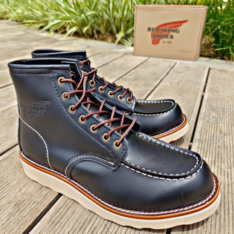 Sepatu Redwing Moc Toe 8875 Black Smooth Finished Leather Full Ultimate Quality (New)