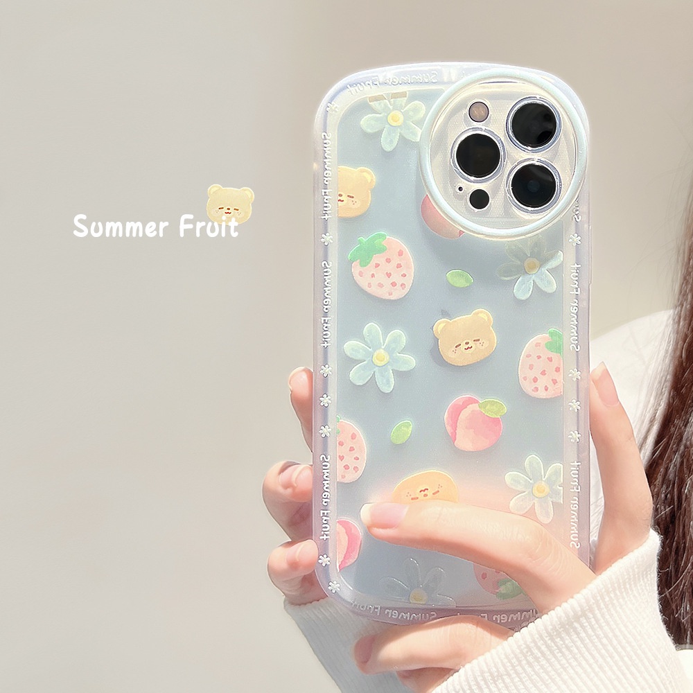 Case Pelindung Bahan Silikon Motif Kartun Beruang Bunga Untuk Iphone 14 7 8 SE2020 7 + 8PLUS XS XR 11 12 13 PRO MAX