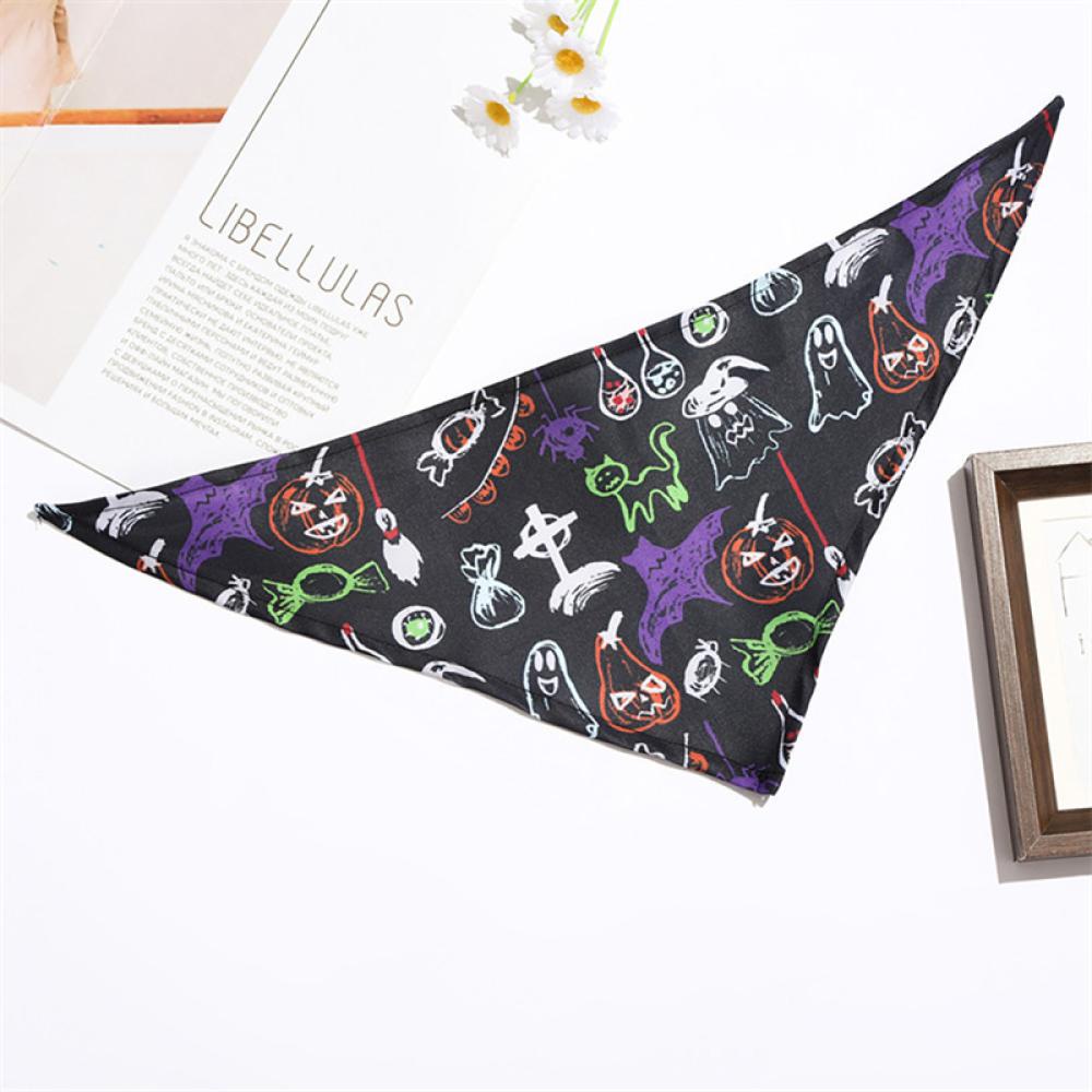 Timekey Syal Bandana Motif Halloween Untuk Aksesoris Hewan Peliharaan G4K2