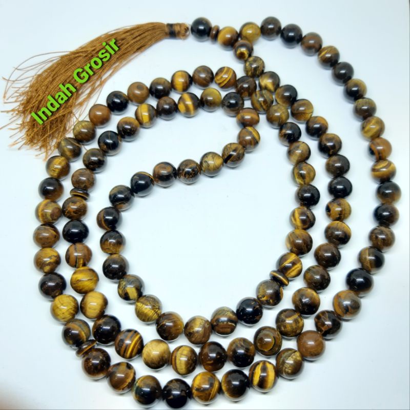 TASBIH BATU TIGER EYE BIDURI SPAH 10MM 108BUTIR NATURAL