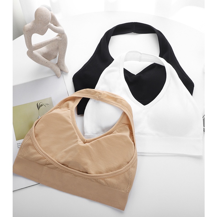 RSB BR272 BRA Bh Wanita Atasan V-neck Seksi Leher Tali Ikat Gantung Crop Top Bra Sport Tanpa Kawat