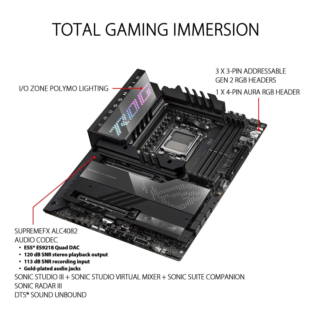 ASUS ROG CROSSHAIR X670E HERO | Motherboard AMD X670 DDR5 AM5 Ryzen