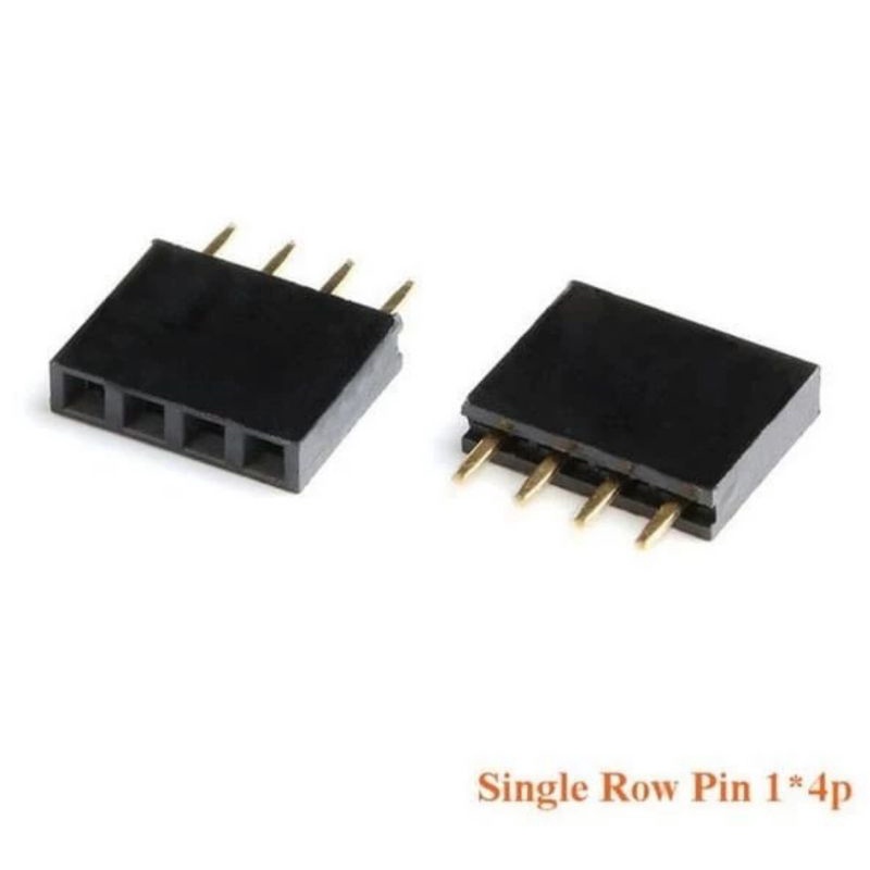 Header Female 1X4 Pin p hitam 4p 2.54mm single Row lurus 1x4p 1 x 4 pcb