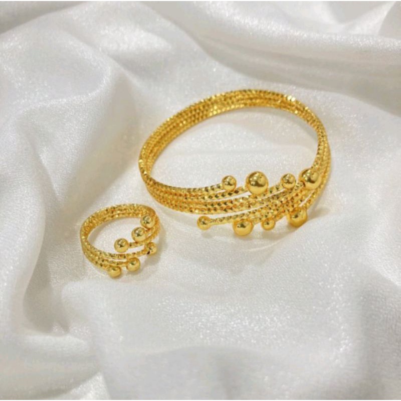 gelang tangan wanita keroncong set cincin keroncong perhiasan wanita pengganti emas