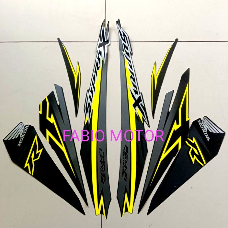 Stiker Sticker Striping Honda Supra x 125 fi 2018 hitam lis kuning