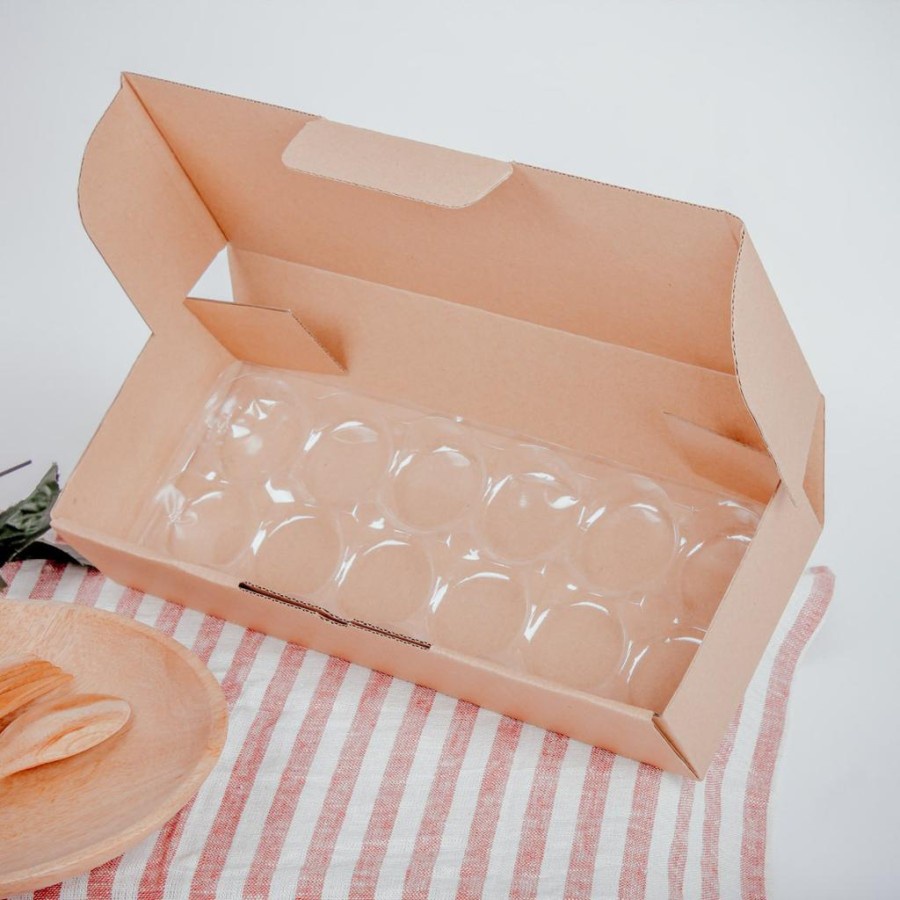 

25 pcs Kardus Die Cut Packaging Hampers Kue Kering Box Cokelat Polos Dan Tray Kemasan Souvenir Kotak Donat Mini Muat 12 pcs
