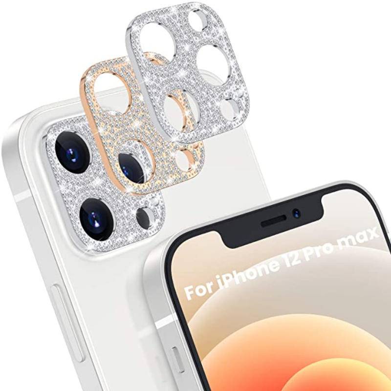 Pelindung Lensa Kamera Aksen Glitter Berlian Imitasi Untuk iPhone 14 13 12 Mini Plus Pro Max