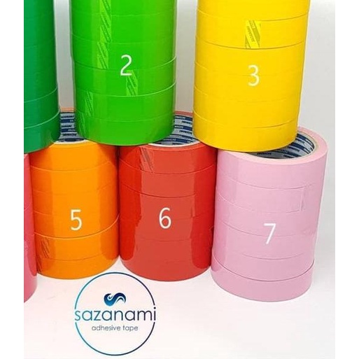 

1 PACK ISOLASI WARNA 1" INCH 24MM x 50M SAZANAMI LAKBAN WARNA WARNI - Hitam